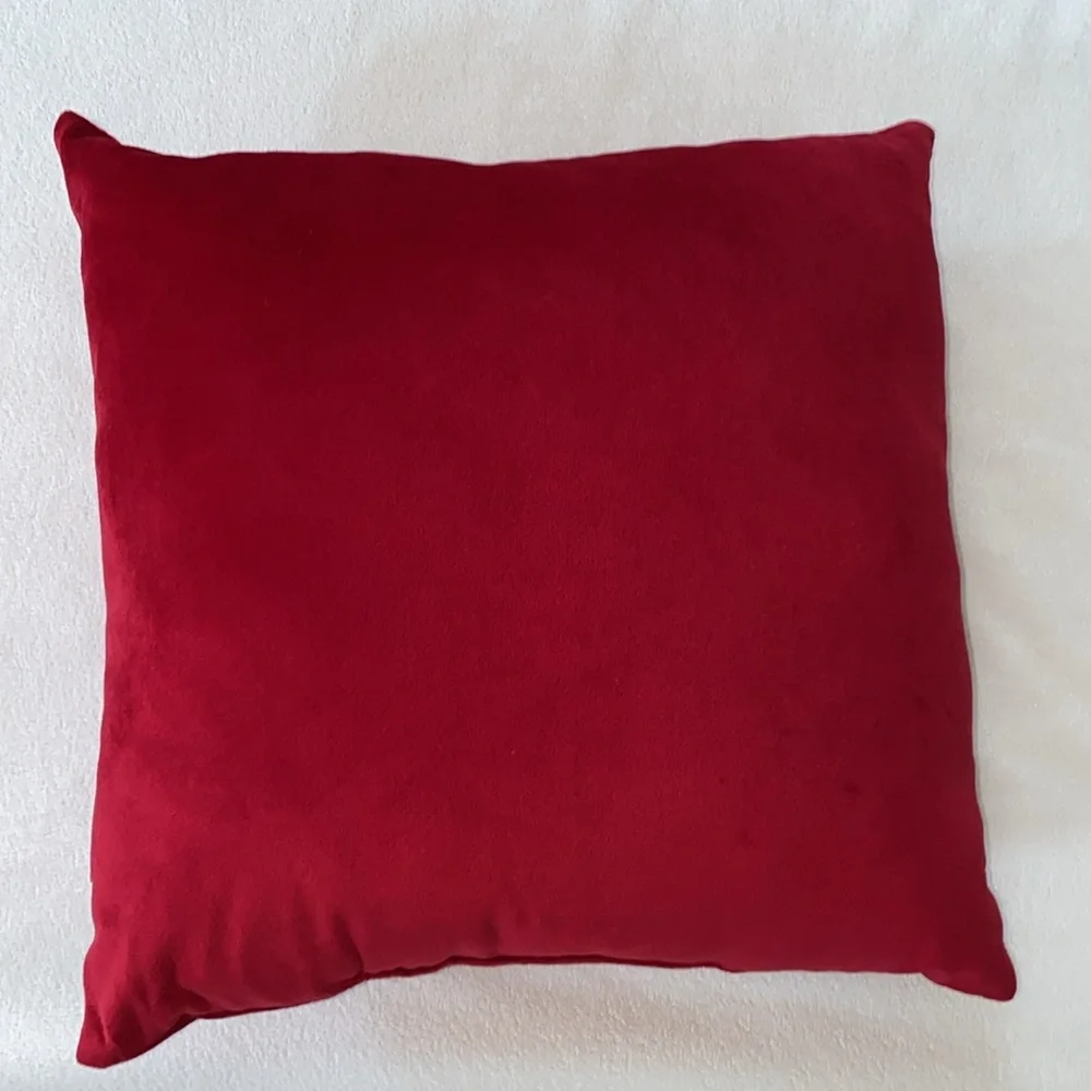 Red‎ Velvet Beaded Christmas Bling Rhinestone Reindeer pillow 13 x13